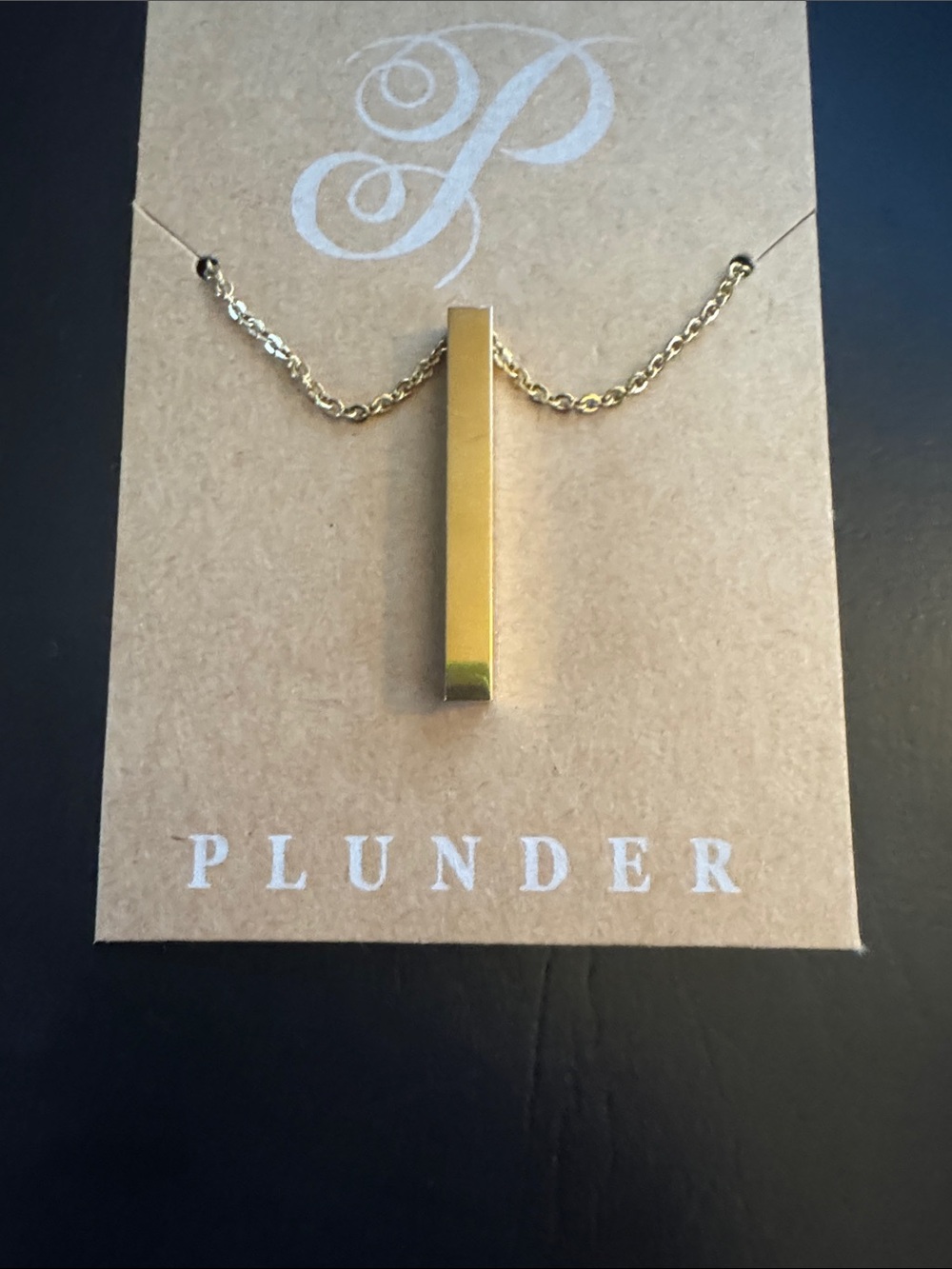 Plunder Gold Vertical Bar Pendant Necklace - Gold - Picture 2 of 3
